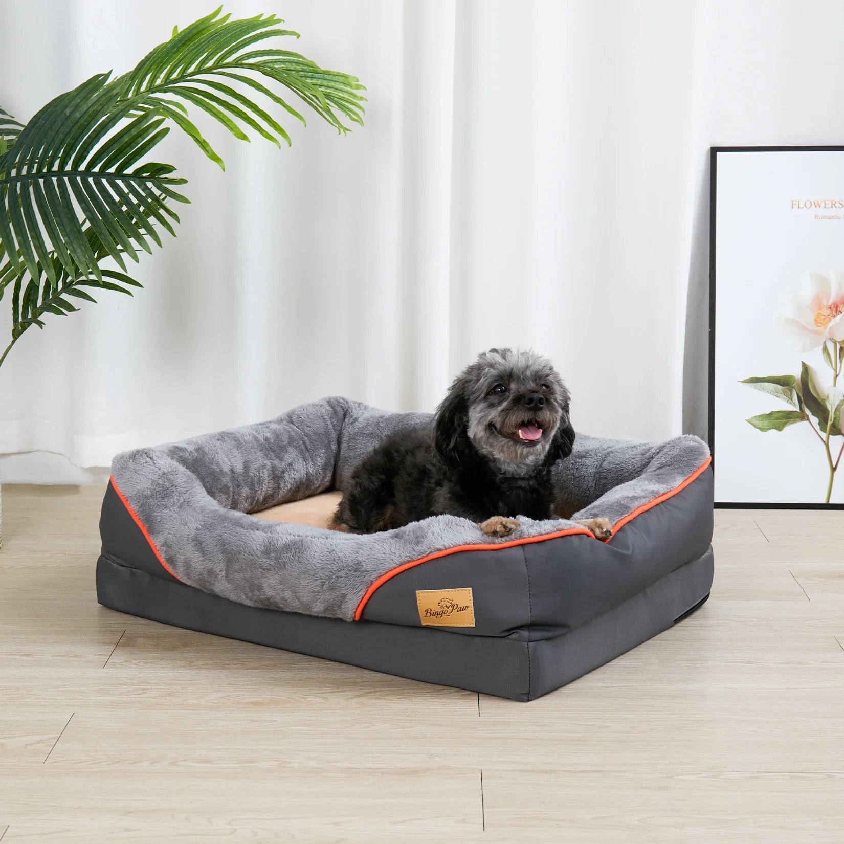 Orthopedic Foam Dog Bed with Cotton-Padded Bolster – Super Soft Pet Sleeping Mat (L-3XL)-My Little Pet