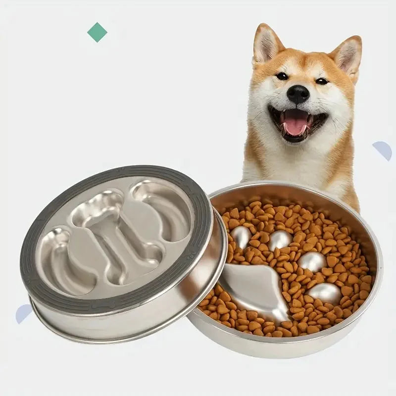 Ergonomic Stainless Steel Slow Feeder Bowl for Pets-My Little Pet