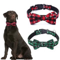 Adjustable Christmas Plaid Dog Collar with Bow Tie and Snowflake Design-My Little Pet