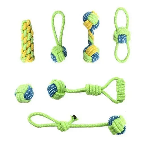 Interactive Cotton Rope Dog Toy Set – Chew, Fetch, and Tug Toys for Dogs of All Sizes-My Little Pet