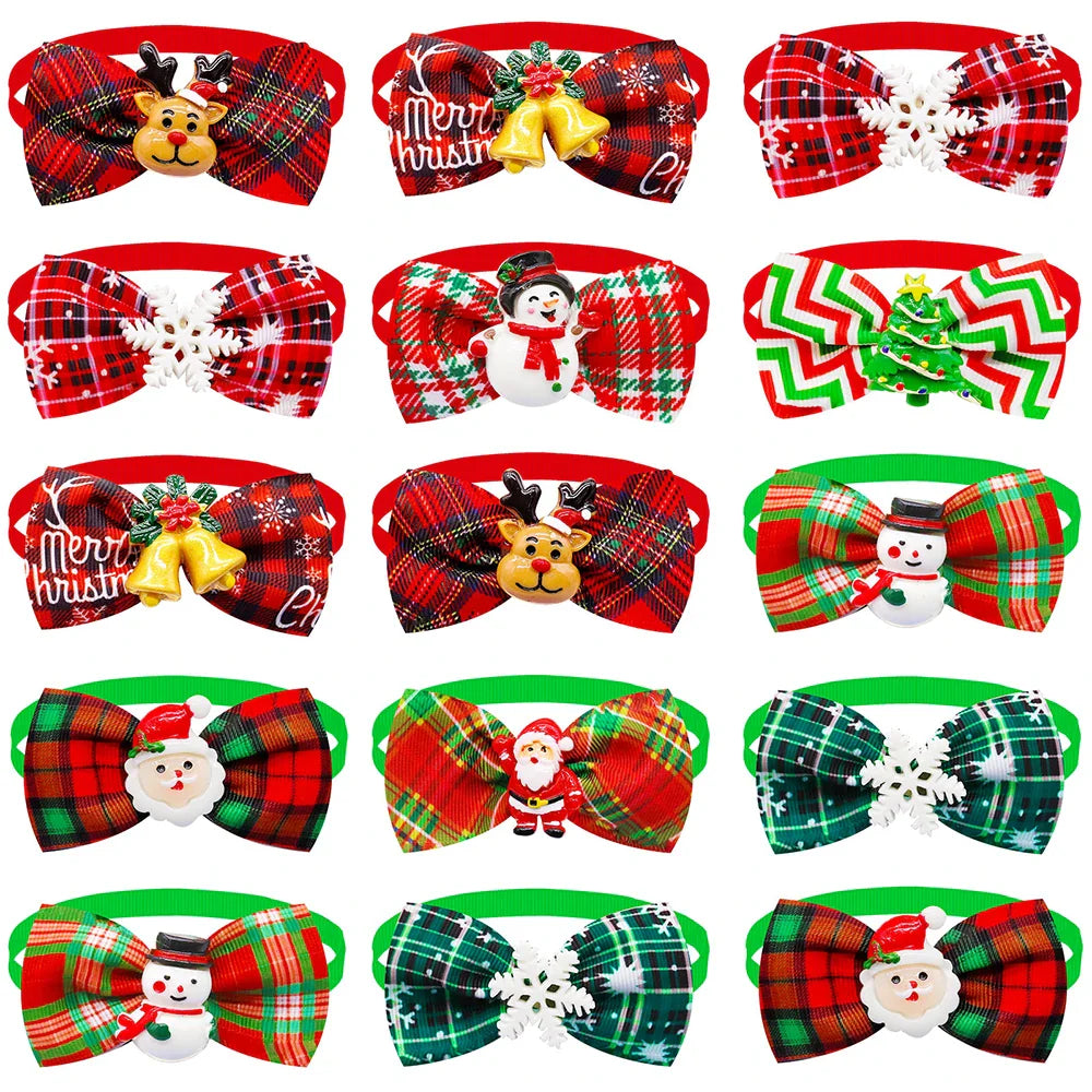 Festive Holiday Pet Bow Ties, Adjustable, Pack of 10-My Little Pet