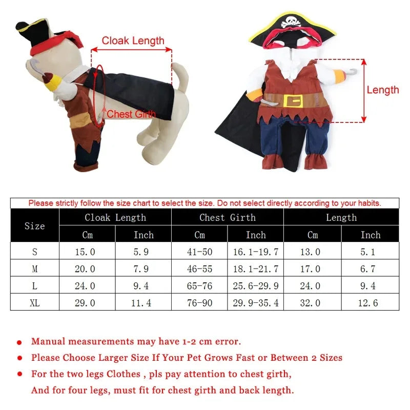 Pirate Costume for Cats and Dogs - Halloween and Party Dress-Up Outfit-My Little Pet