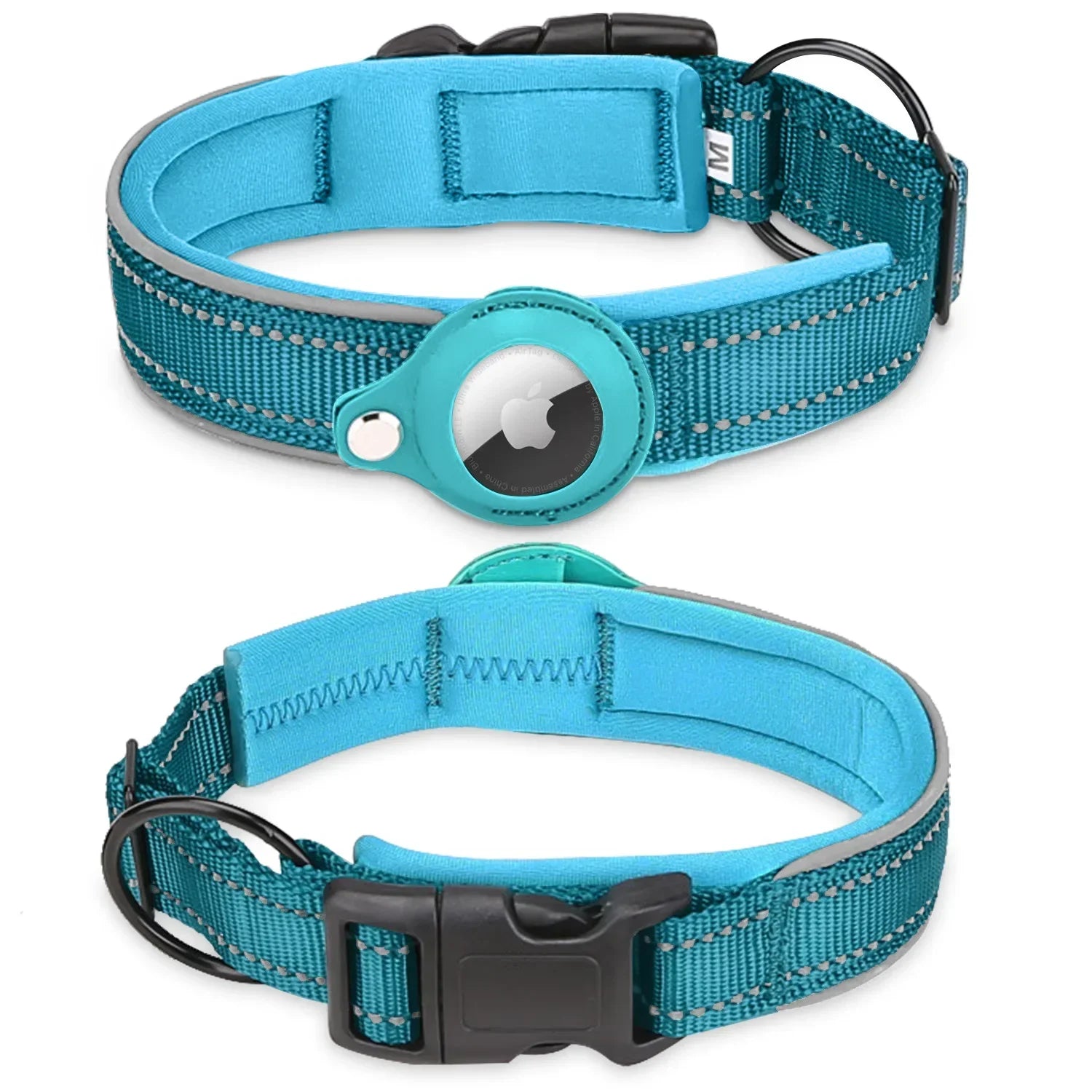 Waterproof Leather Dog Collar with Airtag Holder-My Little Pet