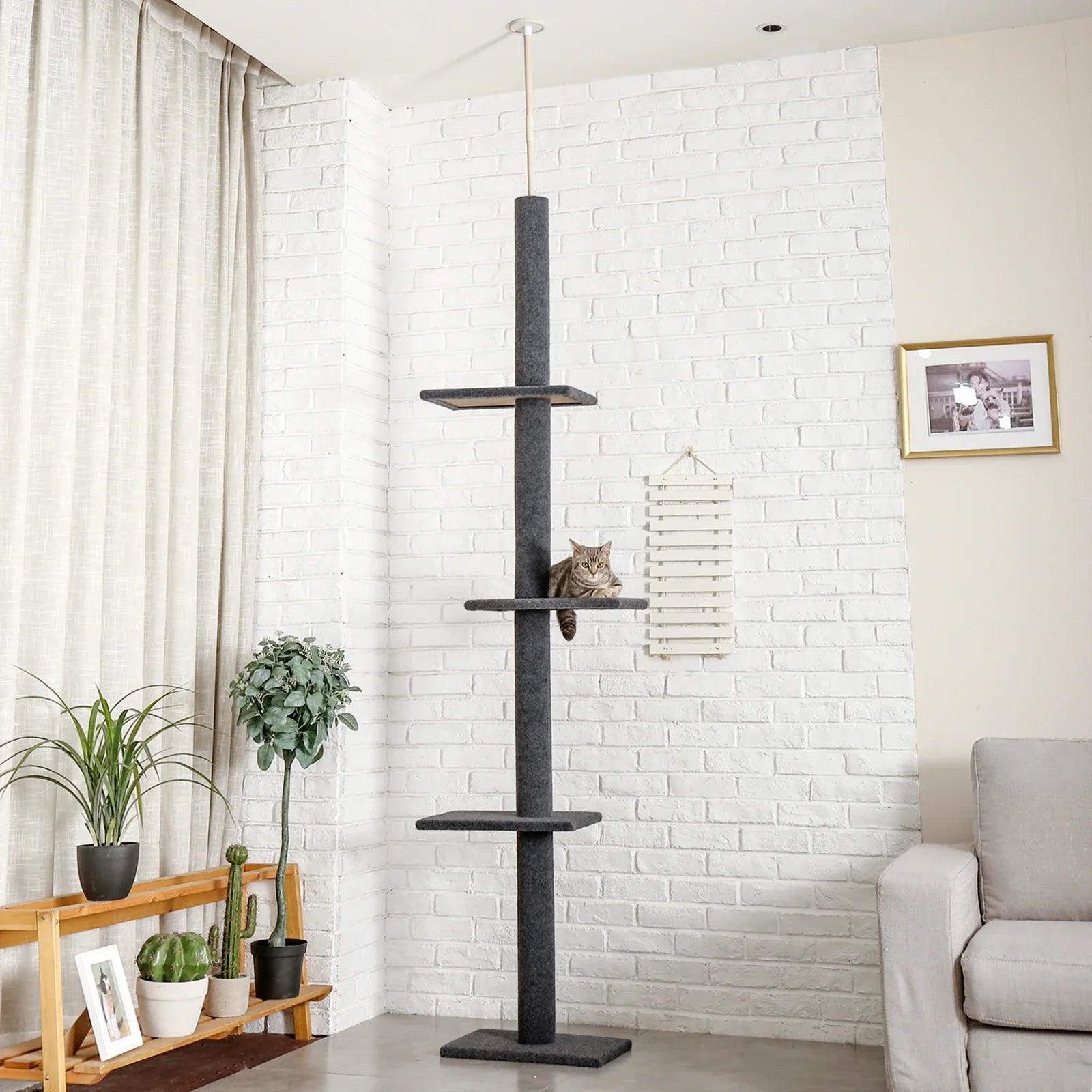 Floor-to-Ceiling Cat Tree - 228-274cm Tall Cat Climbing Tower-My Little Pet