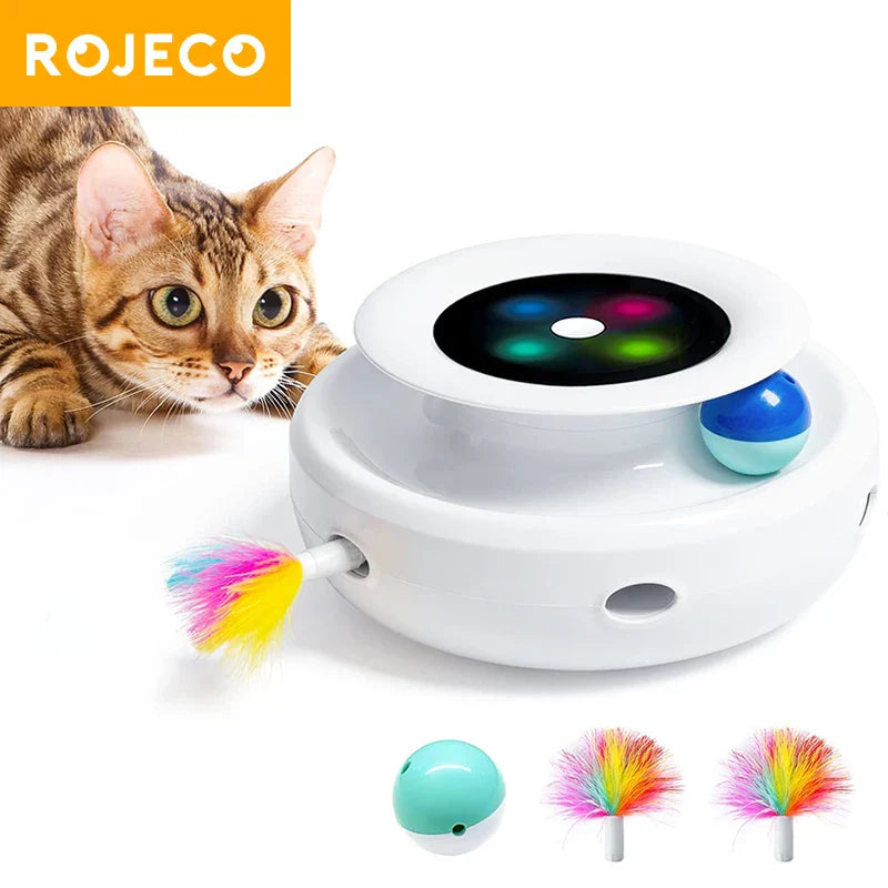 ROJECO 2-in-1 Interactive Cat Toy Set with Automatic Feather and Fun Ball-My Little Pet