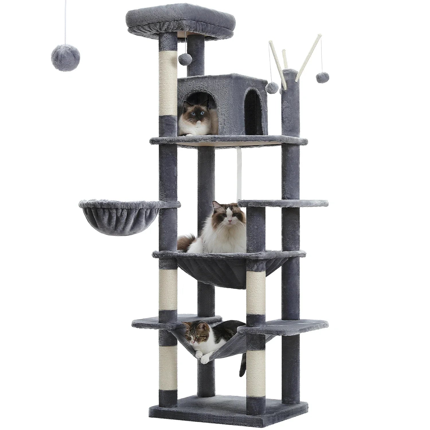 Multi-Level Cat Tree with Scratching Posts and Condos-My Little Pet