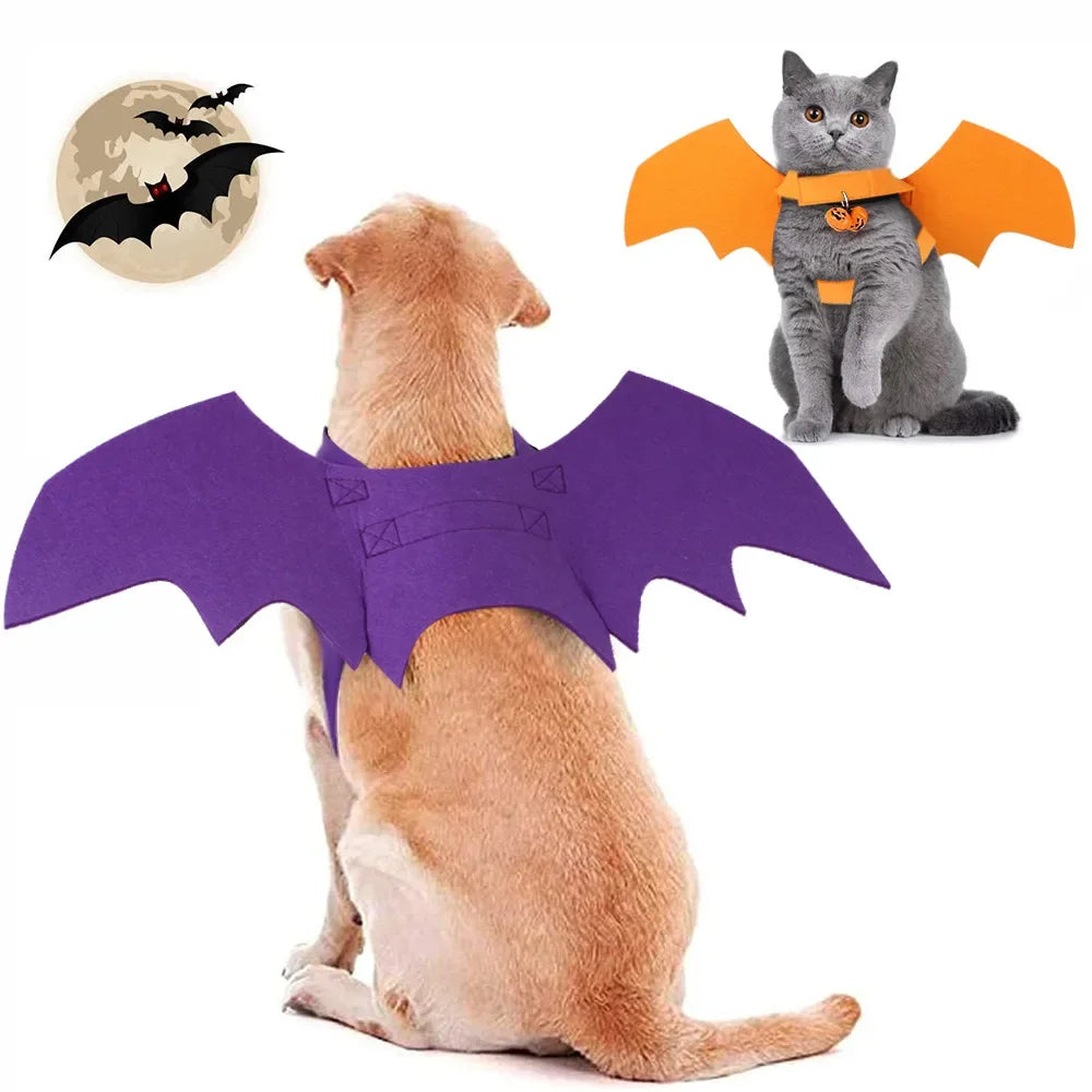 Festive Pet Cosplay Costumes – Christmas Hats, Scarves, and Bat Wings for Cats and Dogs-My Little Pet