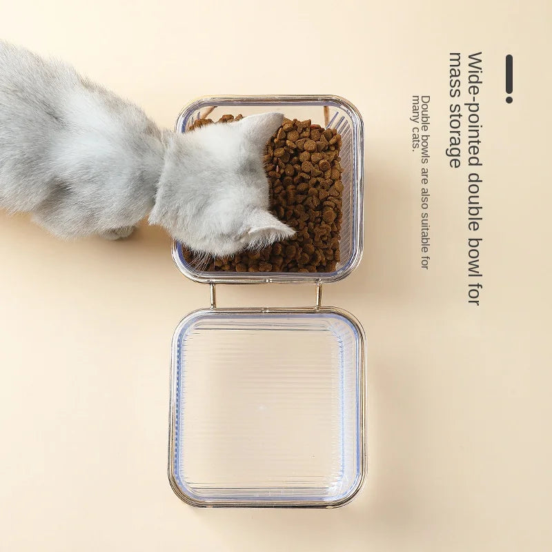 Transparent Elevated Cat Bowl – Anti-Spill and Neck Protection Design-My Little Pet