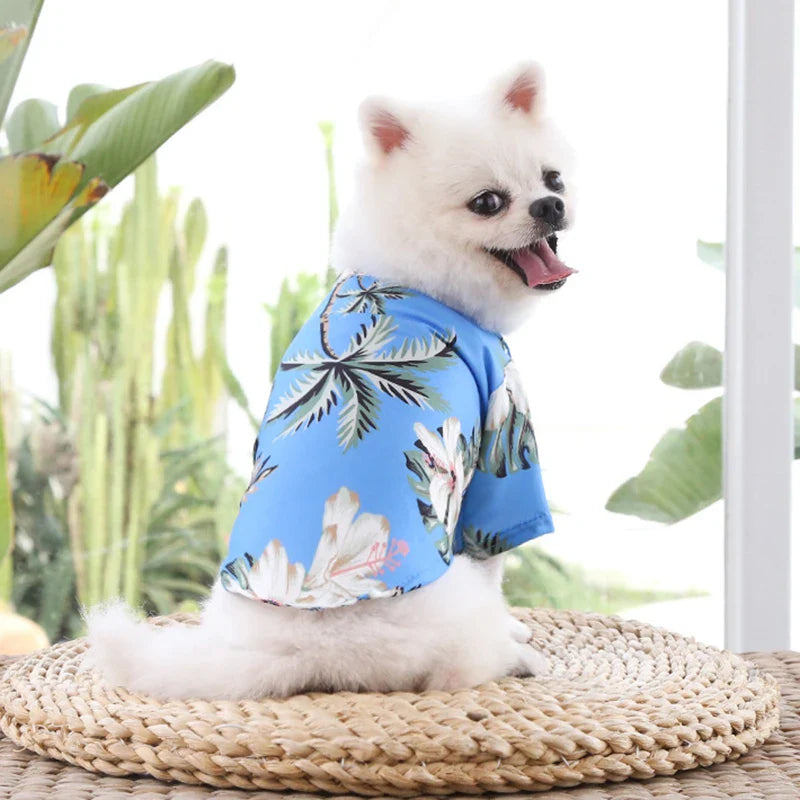 Summer Breathable Hawaiian Beach Style Pet T-Shirts for Cats and Small Dogs-My Little Pet