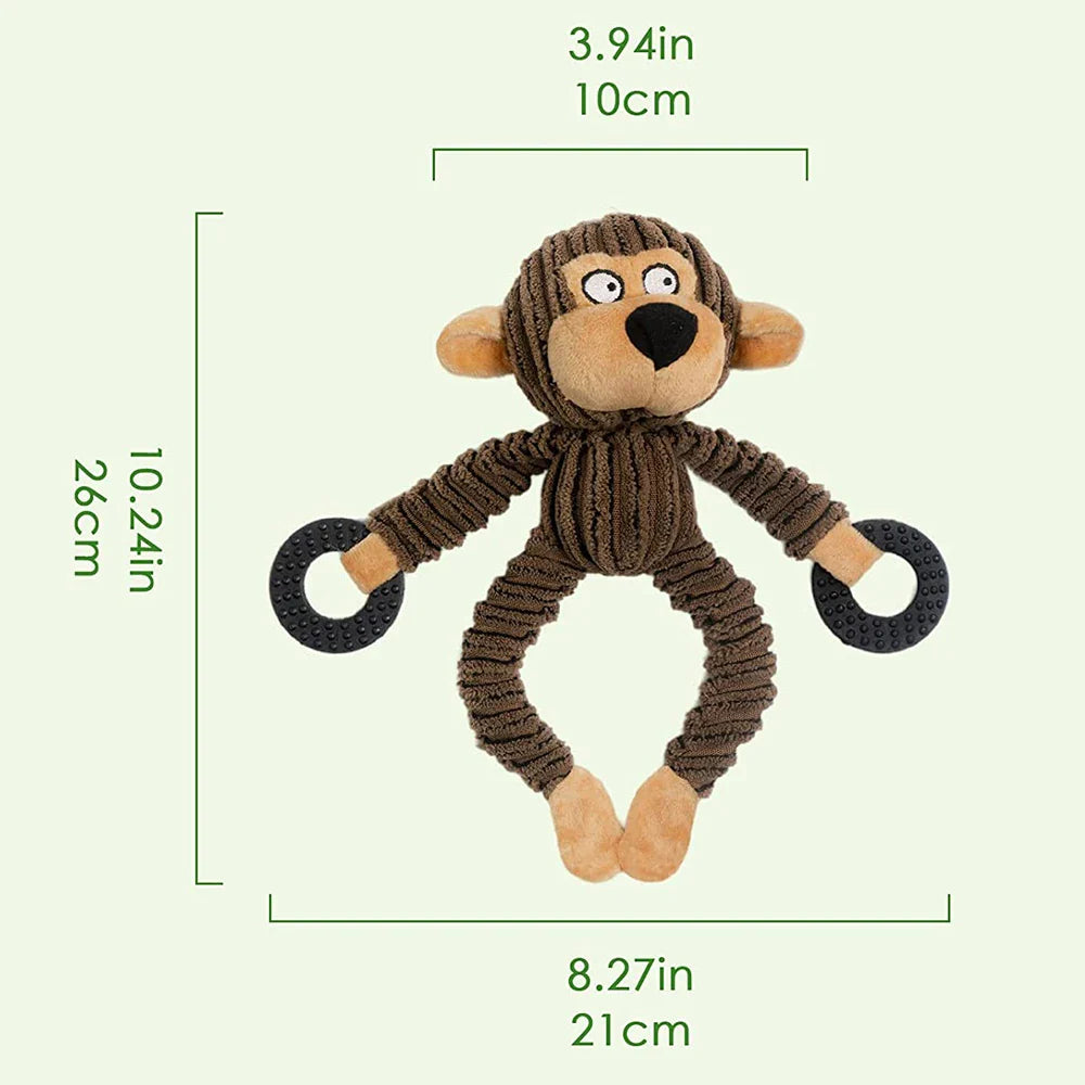 Interactive Plush Monkey Chew Toy for Small Dogs-My Little Pet