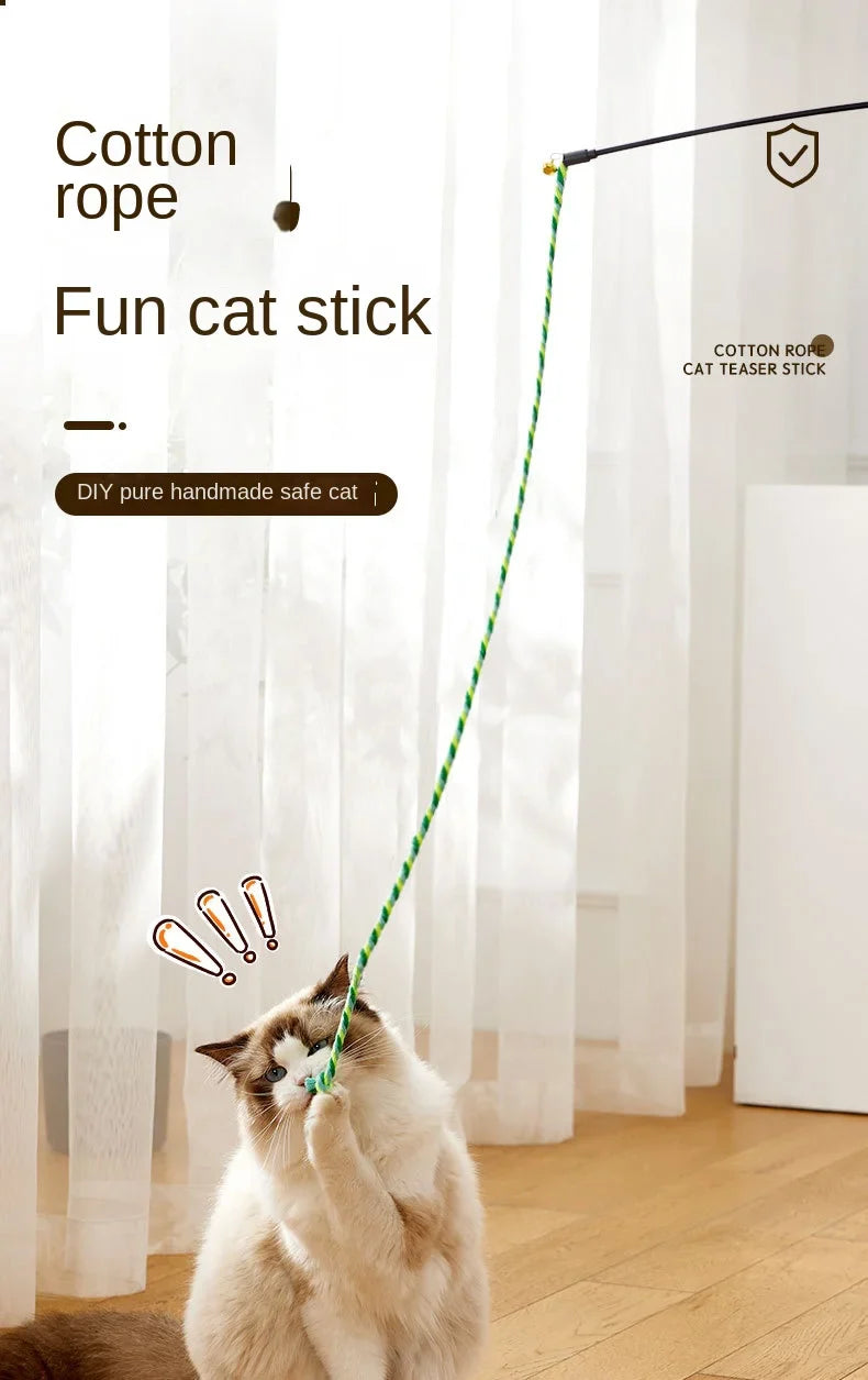 Interactive Feather Teaser Cat Wand with Satin Ribbon and Bell-My Little Pet