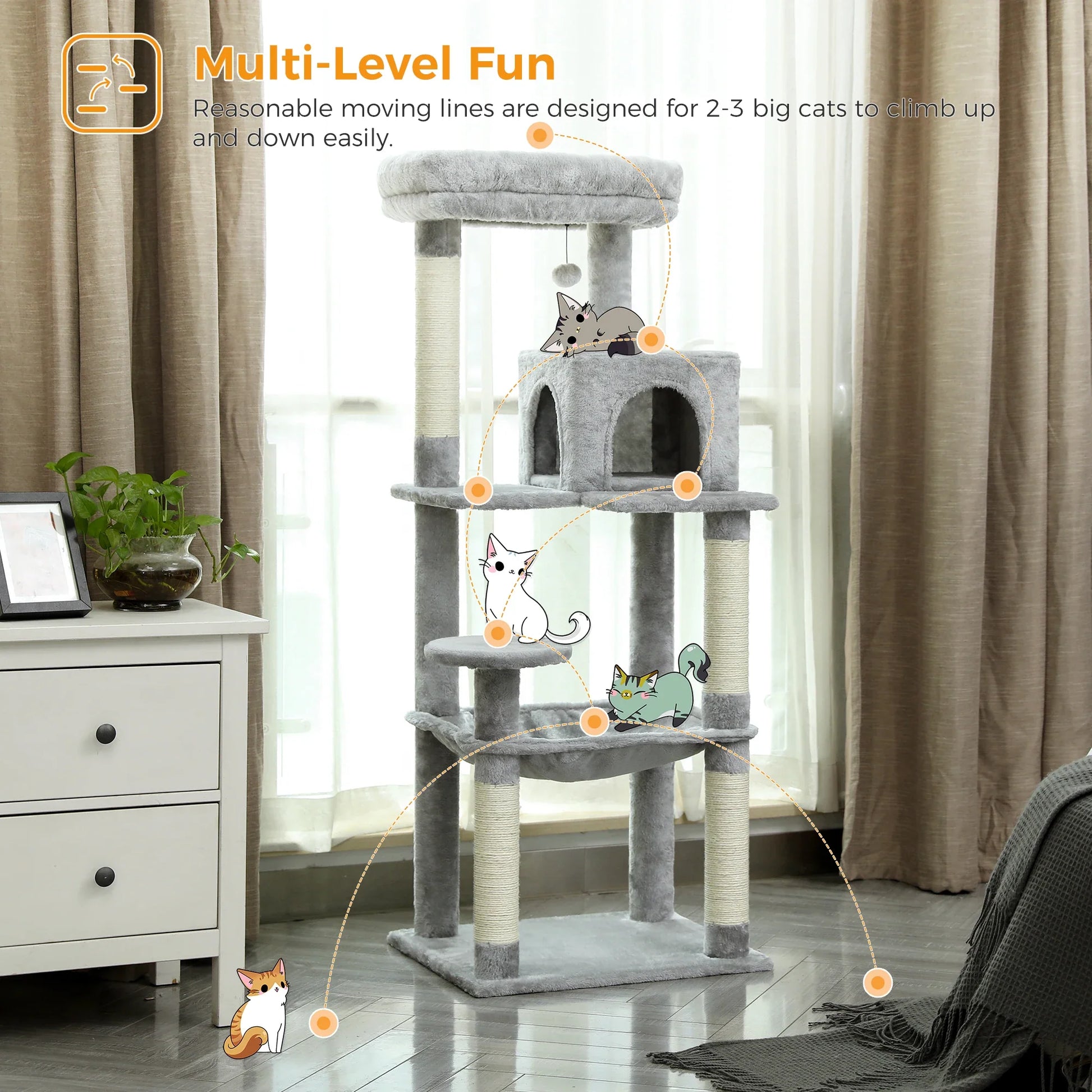 Multi-Level Cat Tree with Condo and Scratching Posts-My Little Pet