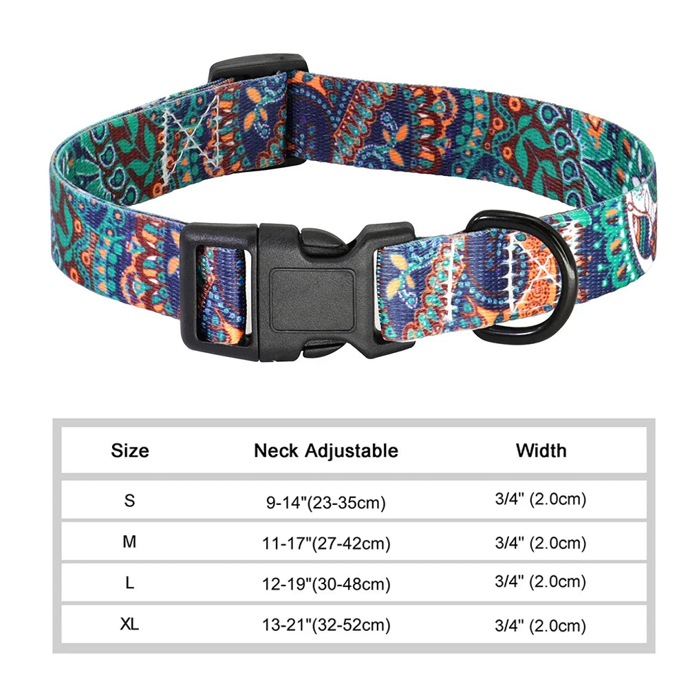 Bohemian Style Floral Dog Collar - Durable Nylon-My Little Pet