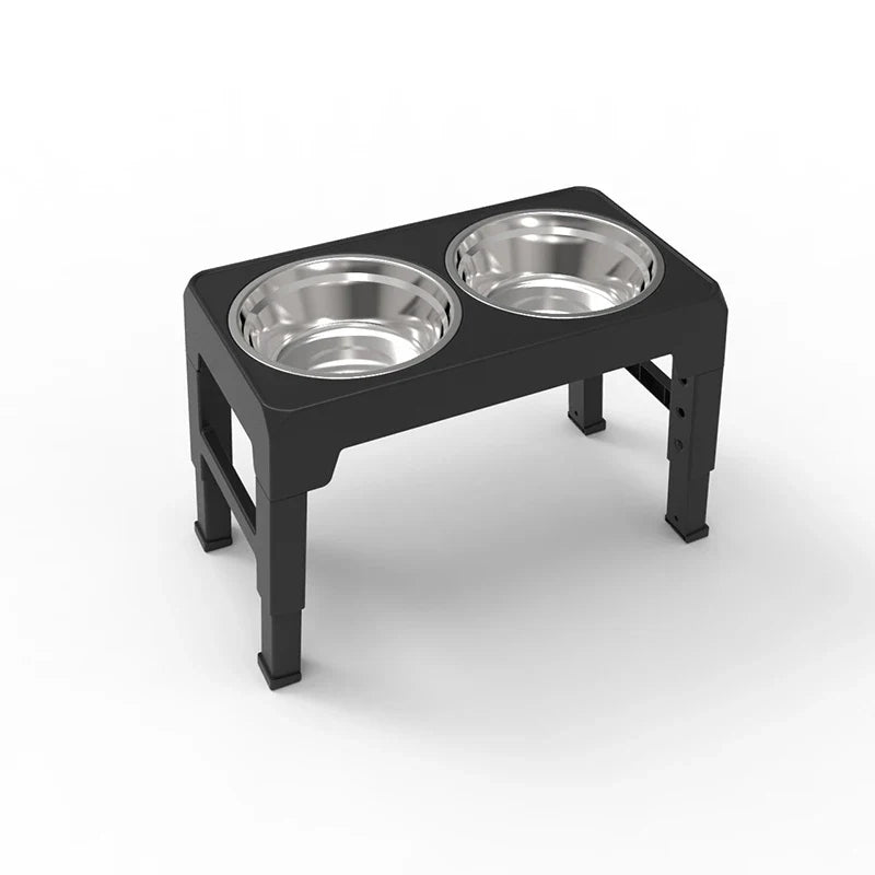 Adjustable Elevated Dog Feeder with Double Stainless Steel Bowls - My Little Pet