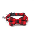 Adjustable Plaid Christmas Cat Collar with Bow Tie and Bell - Breakaway Design for Pets-My Little Pet