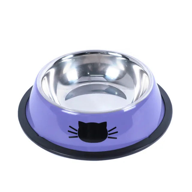 Stainless Steel Cat Food Bowl with Non-Slip Rubber Base-My Little Pet