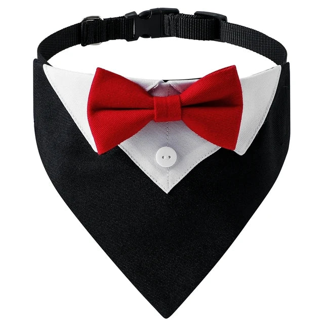 Elegant Adjustable Dog Tuxedo Collar with Bow Tie for Special Occasions-My Little Pet