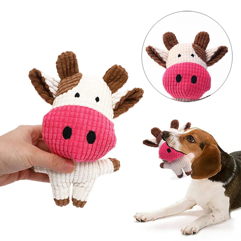 Interactive Plush Squeaky Dog Toy in Cow/Pig Shapes - Ideal for Small to Medium Pets-My Little Pet