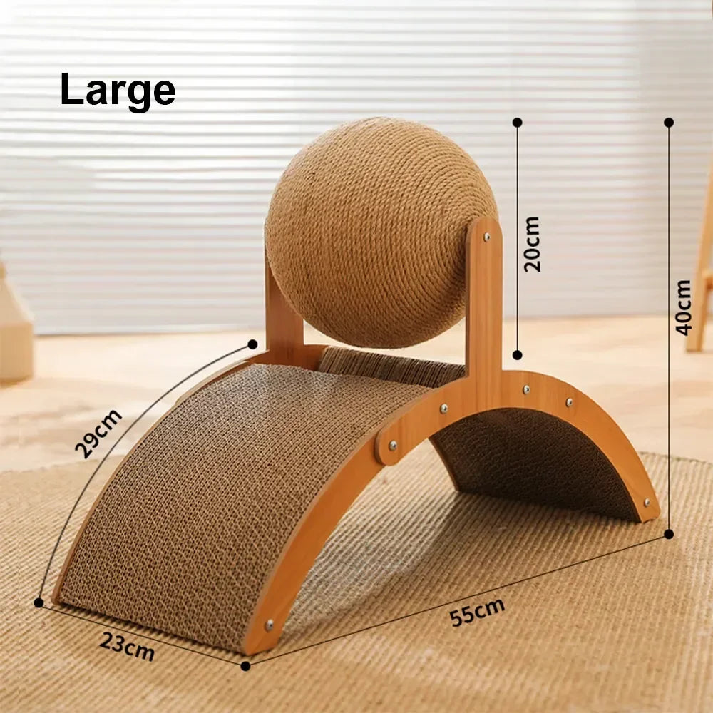 2 in 1 Wooden Cat Scratcher with Sisal Ball and Scratch Board-My Little Pet