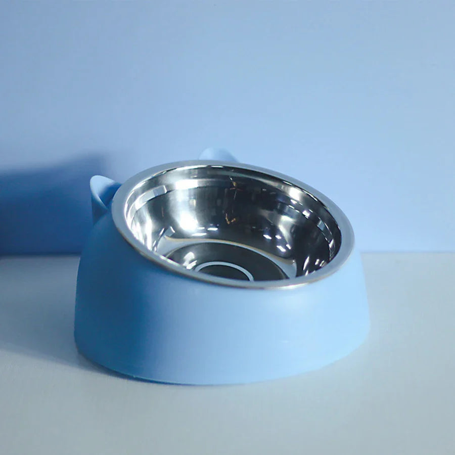 Stainless Steel Cat and Dog Bowl with Cervical Protection - Slanted Mouth Pet Food Bowl-My Little Pet