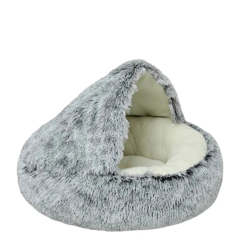 Winter Plush Pet Cat Bed - 2-in-1 Warm Cat Basket & Sleeping Bag Nest for Small Dogs & Cats-My Little Pet