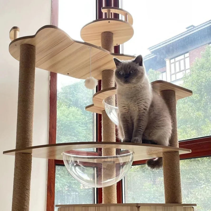 Multi-Level Cat Tree Tower with Sisal Scratching Posts and Transparent Hammocks-My Little Pet