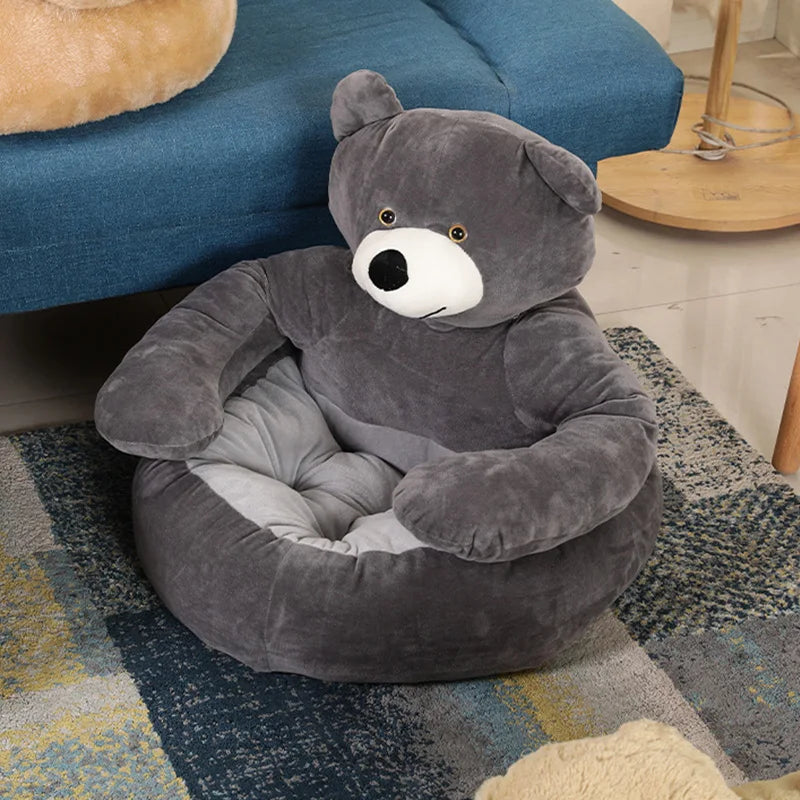 Cozy Semi-Enclosed Bear-Shaped Pet Bed for Dogs and Cats-My Little Pet