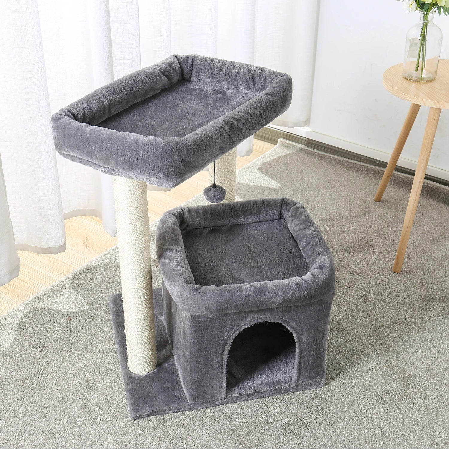 Indoor Cat Tree Tower with Double Perches and Cozy Condo-My Little Pet