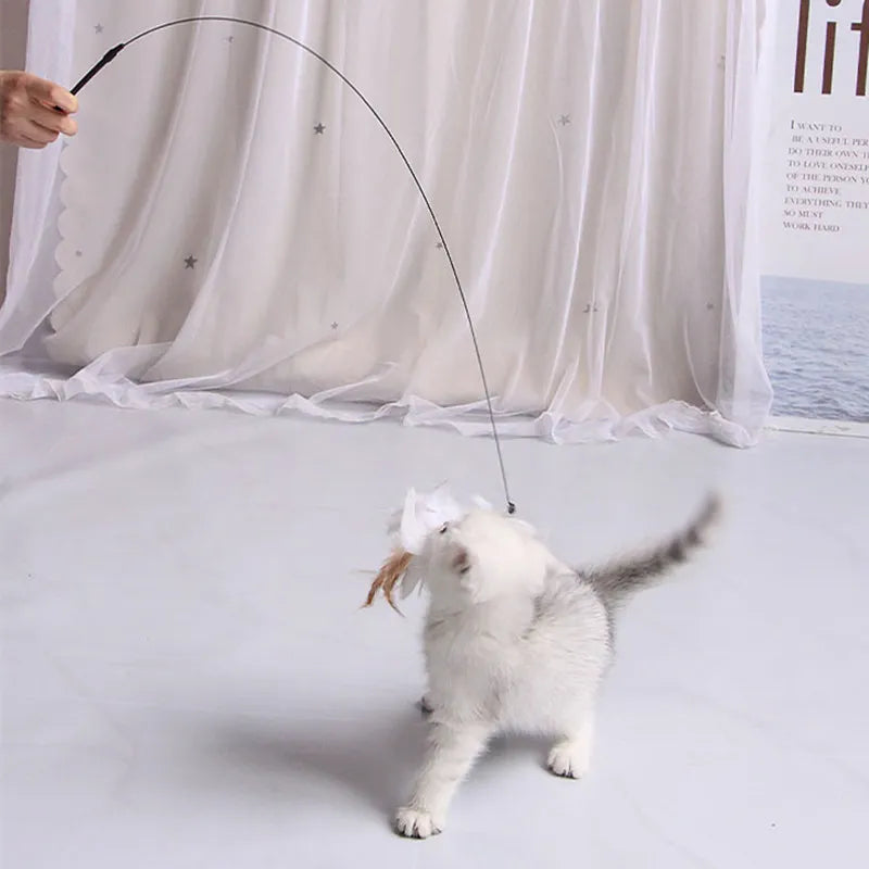 Interactive Cat Feather Toy with Suction Cup Base-My Little Pet