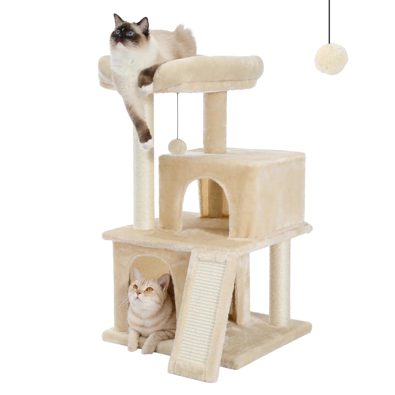 Luxury Indoor Cat Tree with Hammock, Double Condos, and Scratching Posts-My Little Pet