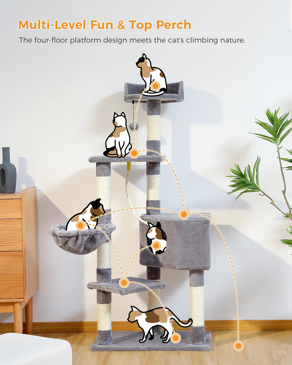 Multi-Level Cat Tree with Condo and Scratching Posts-My Little Pet