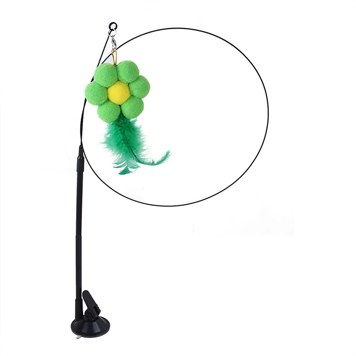 Interactive Cat Toy - Feather Teaser Wand with Bell and Sucker Base-My Little Pet