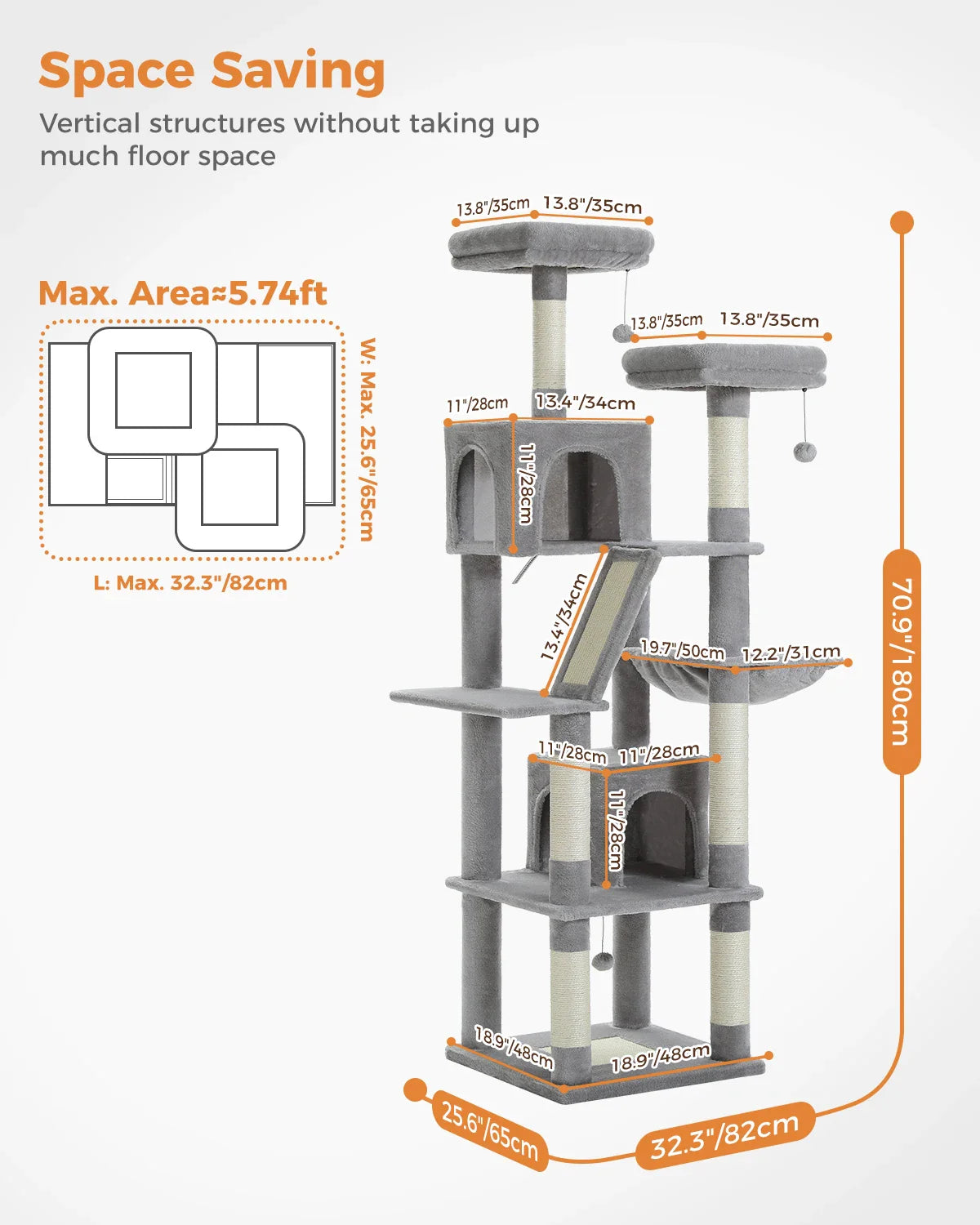 180CM Large Cat Tree Tower for Multi-Cat Households-My Little Pet