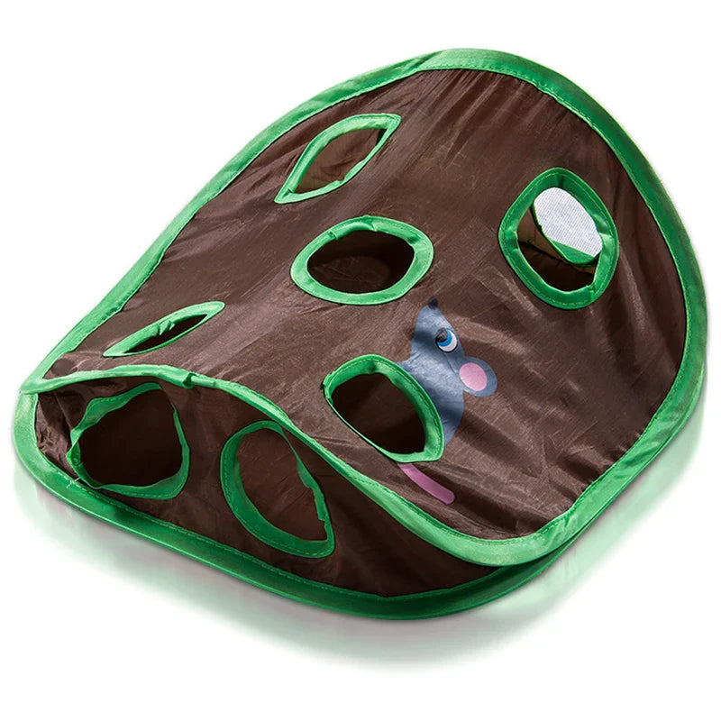 Interactive Cat Tunnel Toy with 9 Holes and Bell Tent-My Little Pet