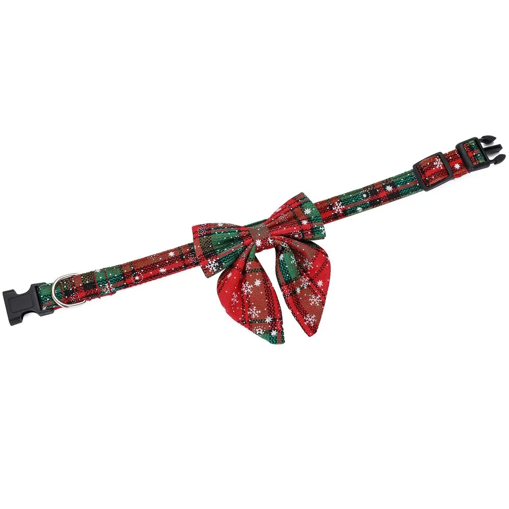 Festive Snowflake Bow Collar for Dogs and Cats-My Little Pet