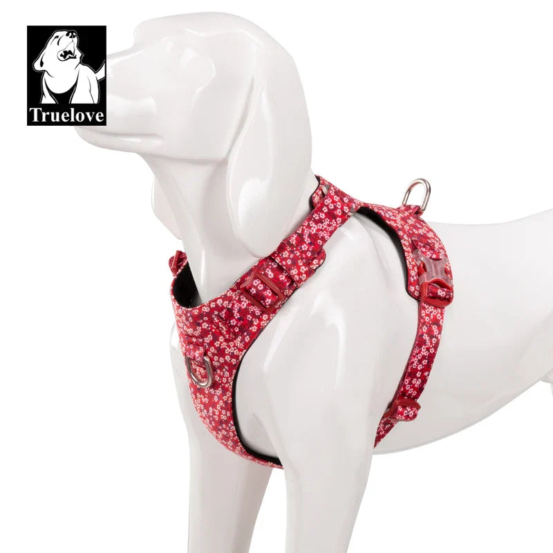 Truelove Floral Cotton Dog Harness - Reflective, Quick Release - Sizes XXS to XL-My Little Pet