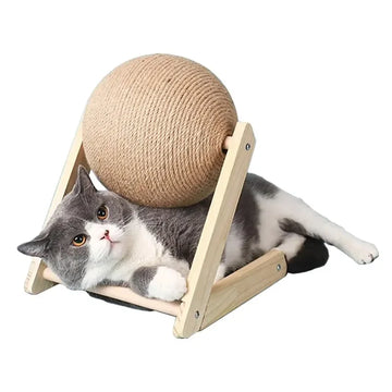 Sisal Ball Cat Scratcher with Wooden Stand-My Little Pet