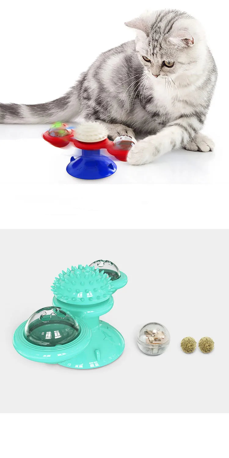 Interactive Windmill Cat Toy with Freeze-Dried Catnip-My Little Pet