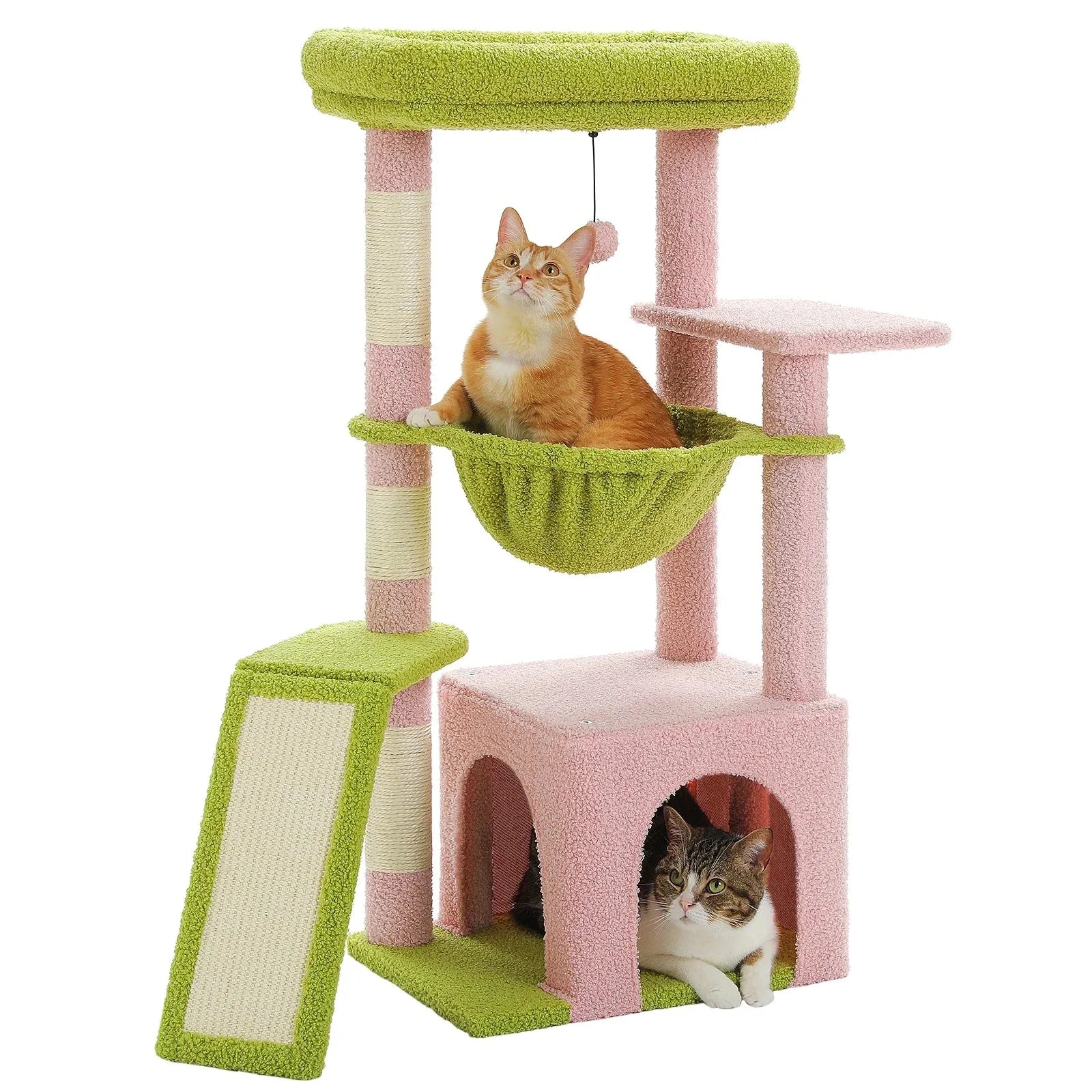 Indoor Cat Tree with Hammock, Condo, and Scratching Posts-My Little Pet