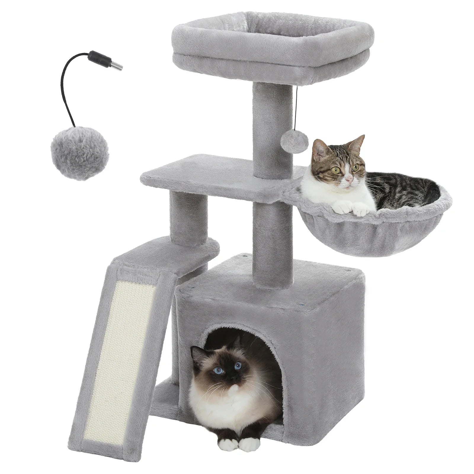 Luxury Indoor Cat Tree with Hammock, Double Condos, and Scratching Posts-My Little Pet