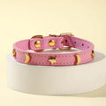 Stylish Soft Leather Cat Collar with Star and Moon Rivets-My Little Pet