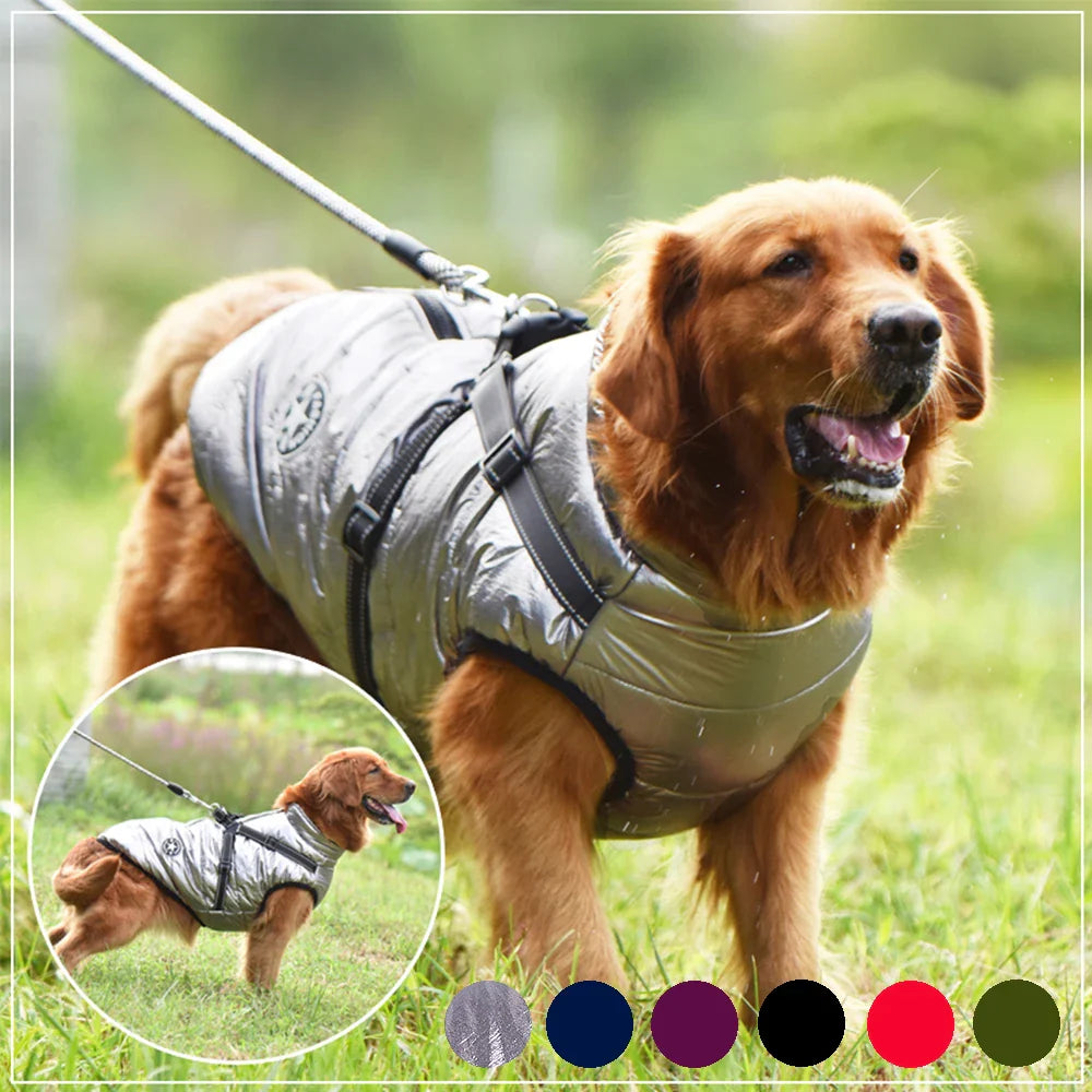 Winter Warm Waterproof Dog Jacket with Integrated Harness-My Little Pet