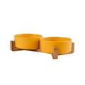 Elegant Ceramic Double Pet Bowl with Wooden Stand-My Little Pet