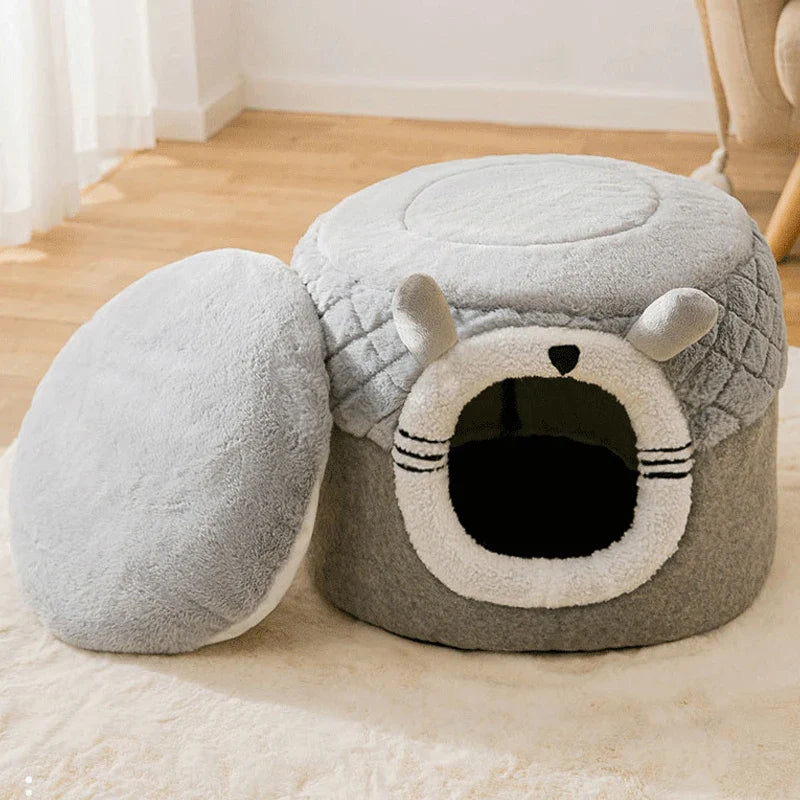 Cozy Pet House for Cats and Dogs - Plush Indoor Sleeping Cave with Removable Cushion-My Little Pet