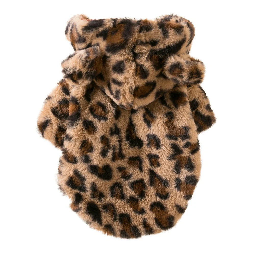 Warm Fleece Leopard Print Dog Hoodie for Small Dogs - Autumn/Winter Collection-My Little Pet