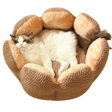 Cozy Cactus Petal-Shaped Pet Bed - Plush Cat and Dog Sleeping Cushion-My Little Pet