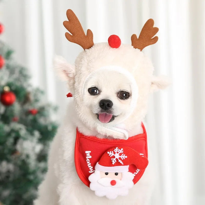 Festive Pet Cosplay Costumes – Christmas Hats, Scarves, and Bat Wings for Cats and Dogs-My Little Pet