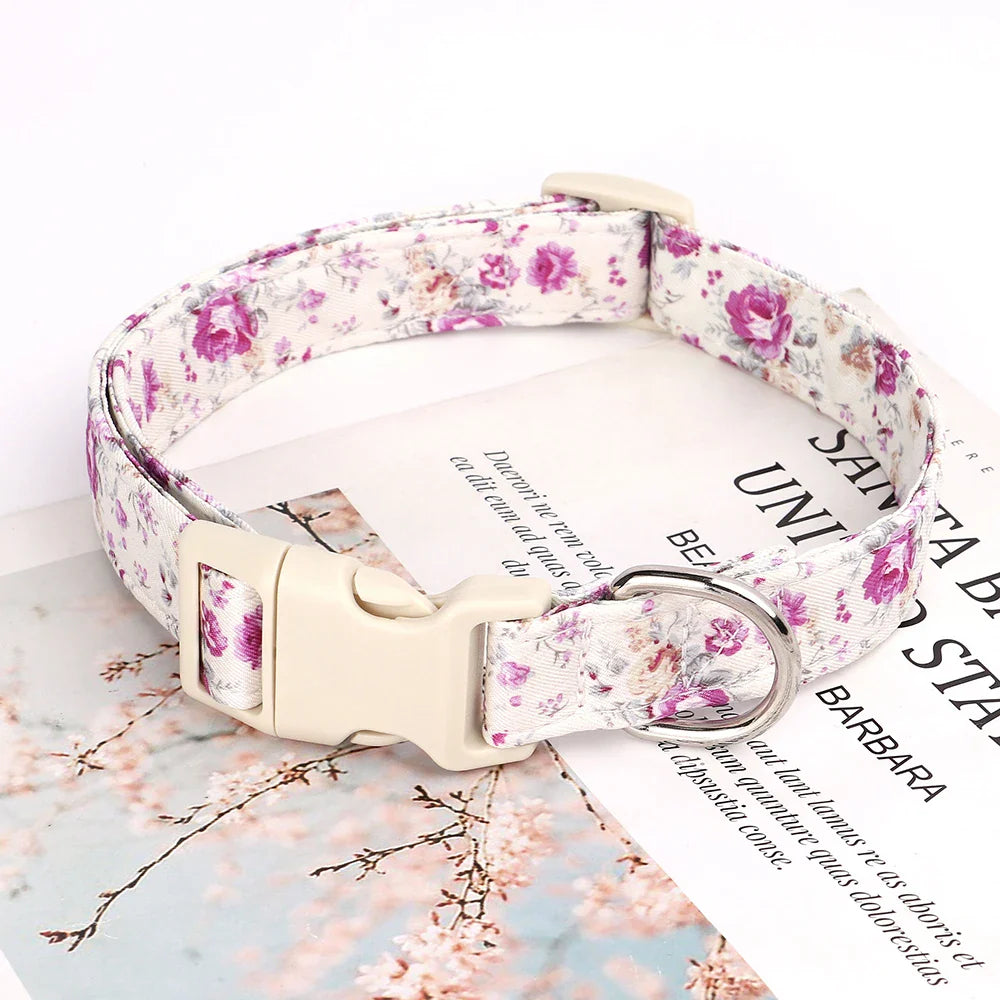 Adjustable Nylon Dog Collar with Floral Print for All Dog Sizes-My Little Pet