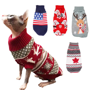 Chic Elk Print Sweater for Cats and Small Dogs-My Little Pet