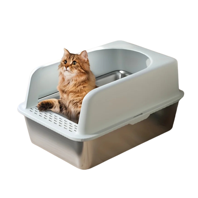 Extra Large Stainless Steel Cat Litter Box with Lid - Odor Resistant & Leak Proof-My Little Pet